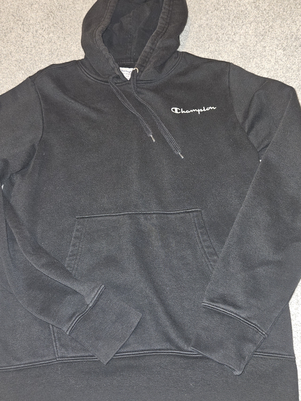 Champion Black Pullover Hoodie with Script Logo